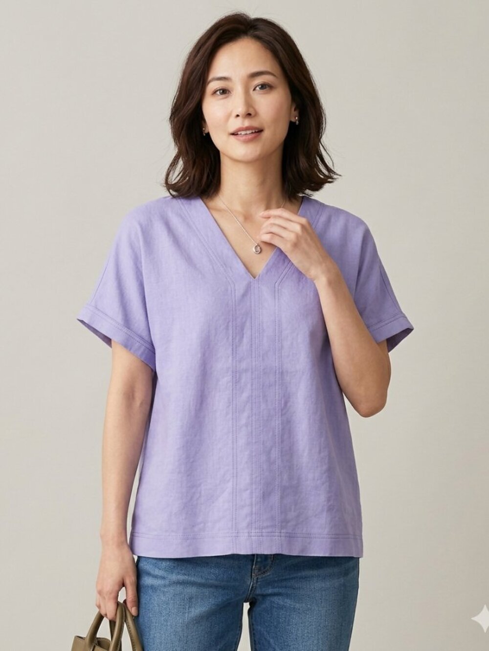 Universal Thread Women's Size XL Short Sleeve V-Neck Boxy Linen Blend Top